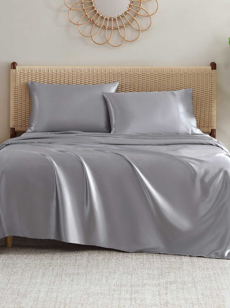 Silky Satin Sheet Set in Harbor Mist Grey