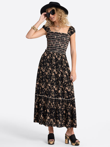 Clarice Maxi Dress in Obsidian Wispy Ditsies – Jessica Simpson