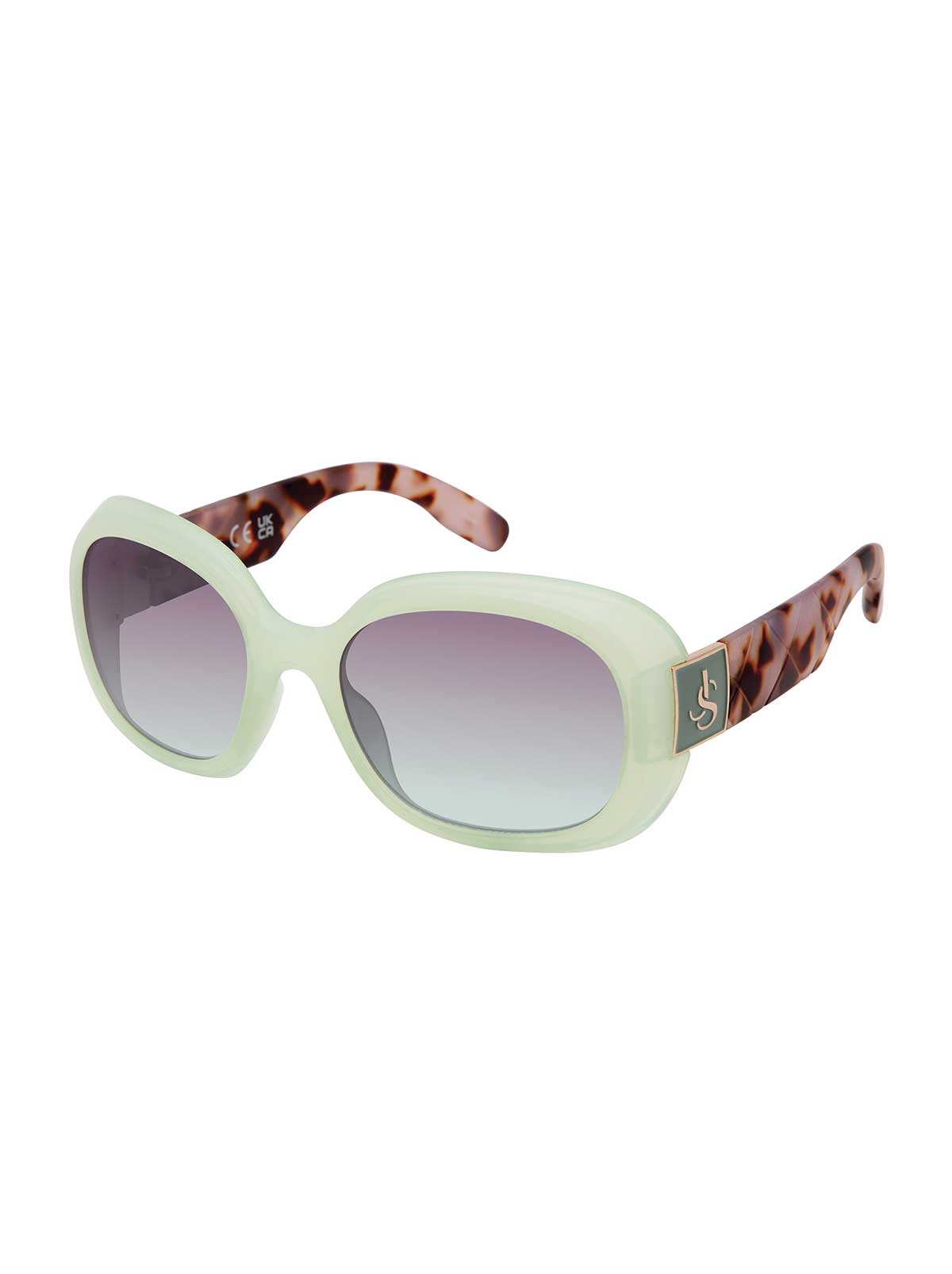 Quilted Temple Oval Sunglasses in Olive & Oatmeal – Jessica Simpson