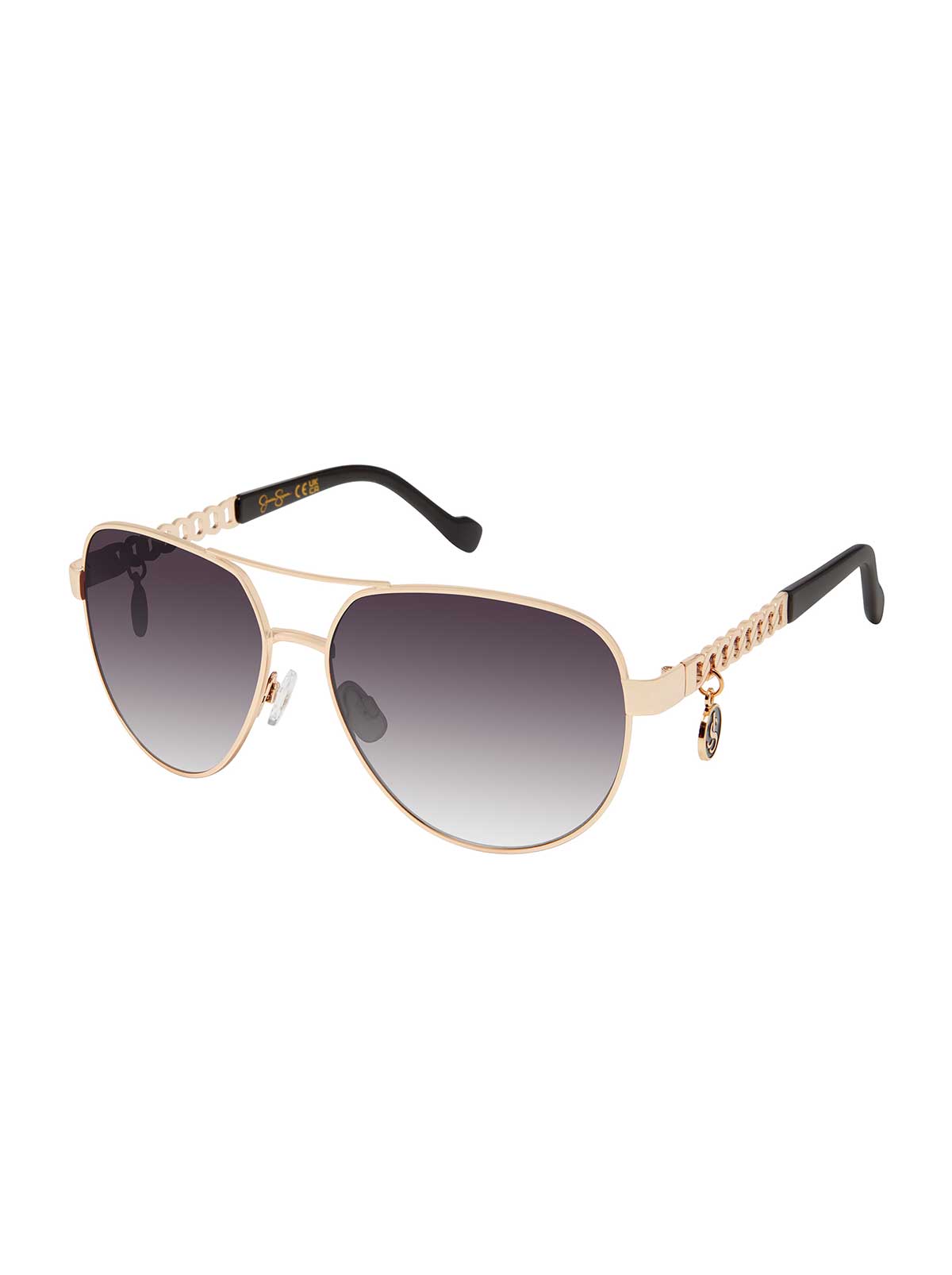 jewel Chain Aviator Detail Sunglasses in Gold Black – Jessica Simpson