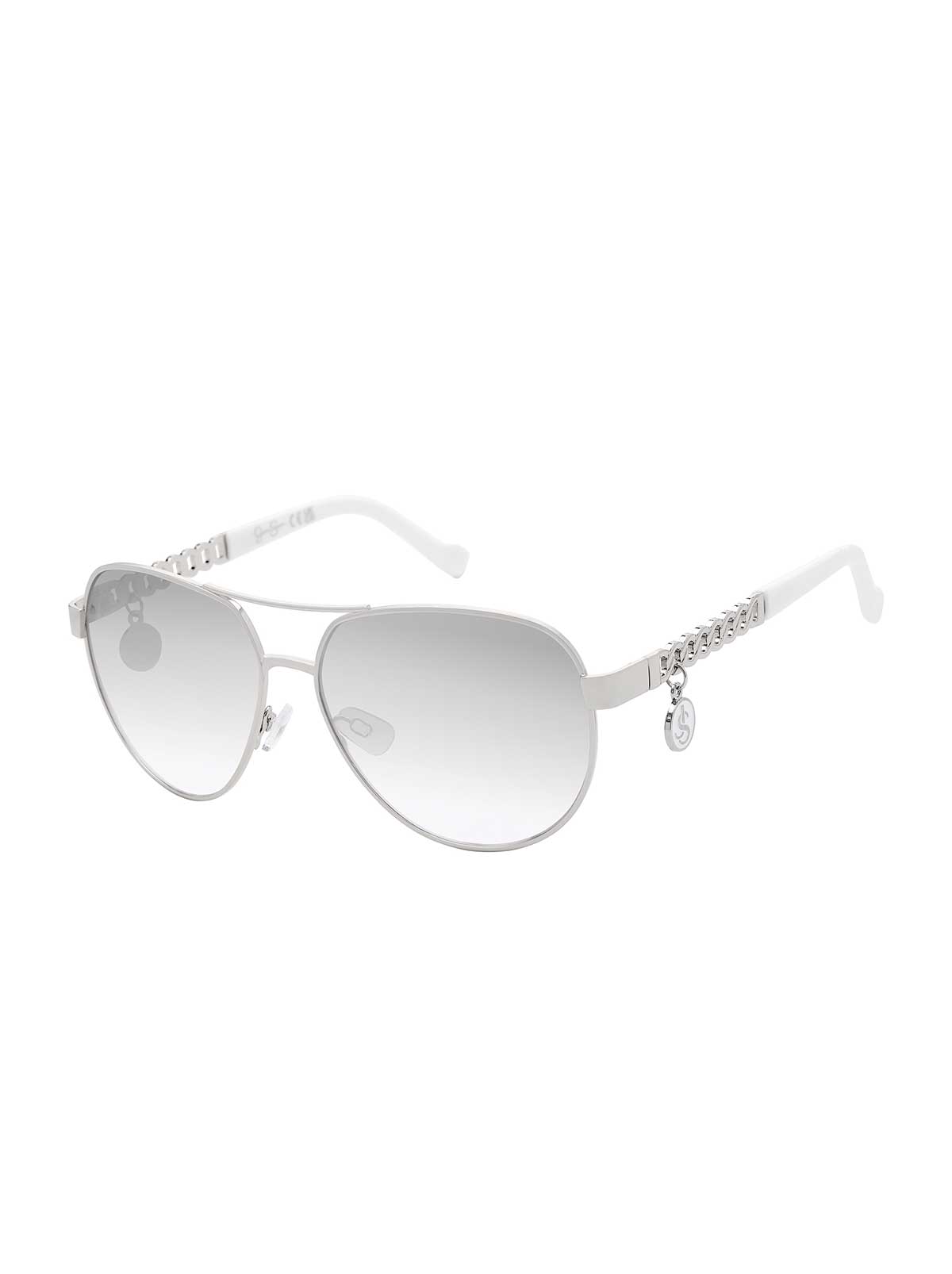 Chain Aviator Detail Sunglasses in Silver – Jessica Simpson