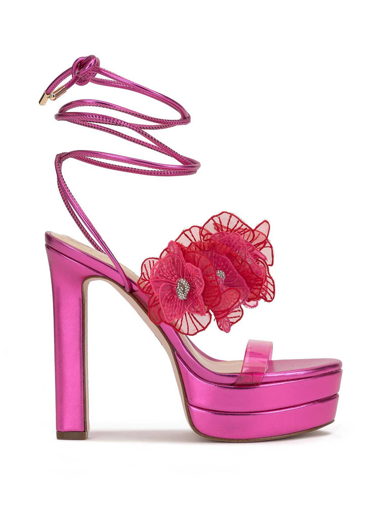 Iyla Flower Double Platform Sandal in Pink