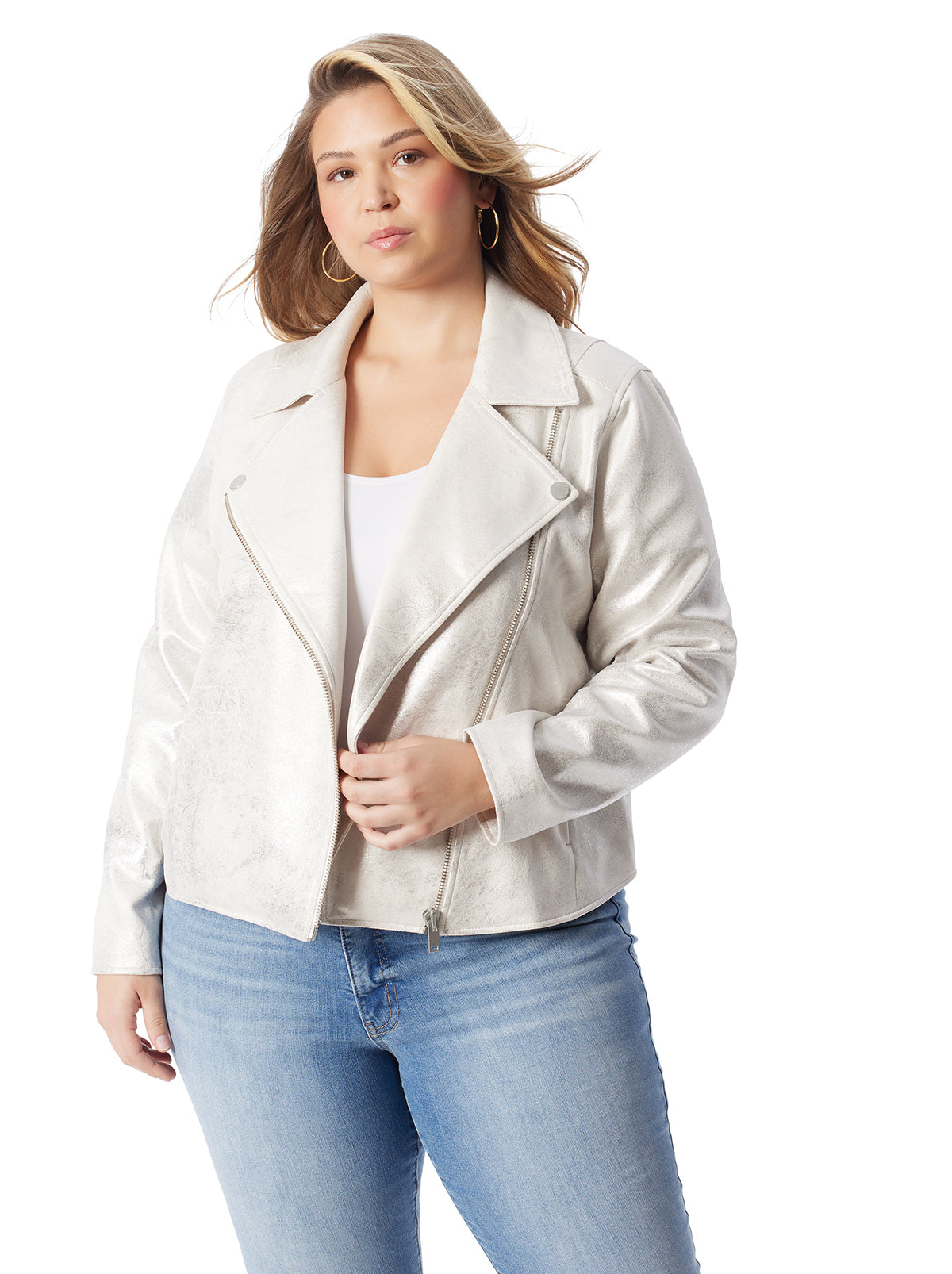 Biker Jacket in Silver Cream – Jessica Simpson