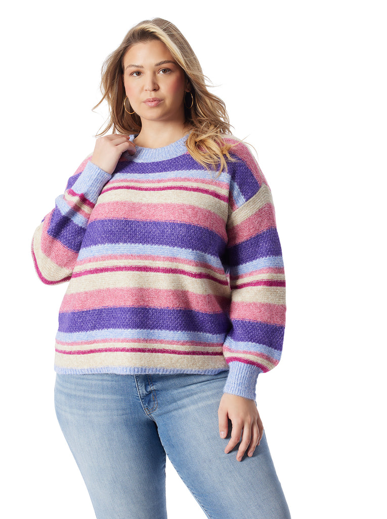 Portia Sweater in Lavender Stripe