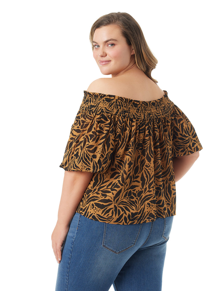 Rosiya Off Shoulder Top in Zebra Floral