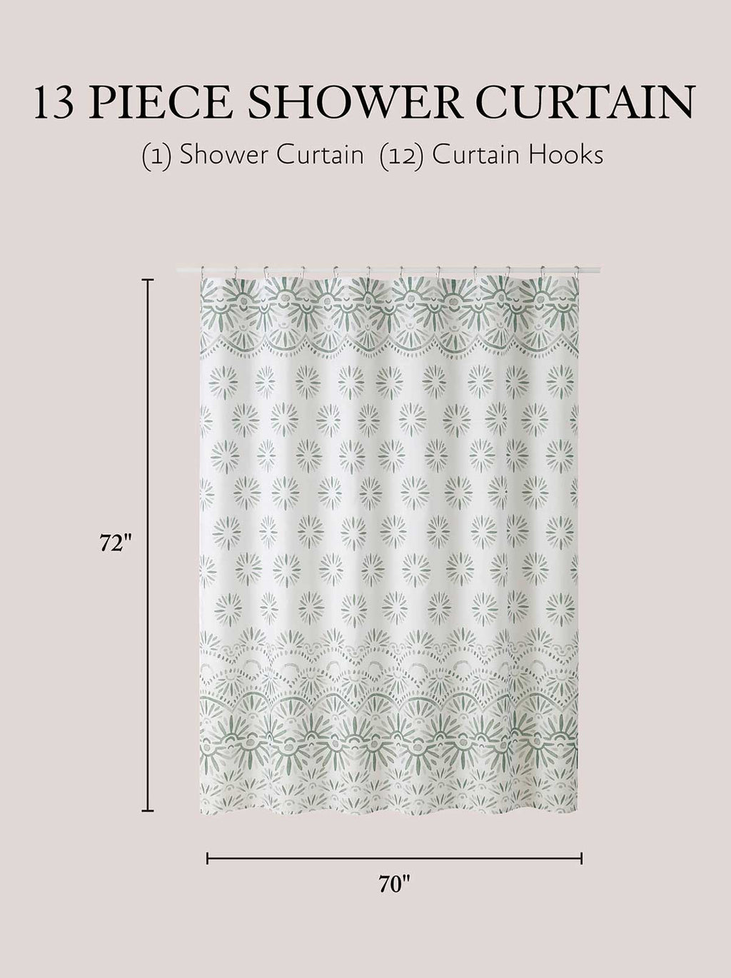 Haven Border Sage Green Shower Curtain Set