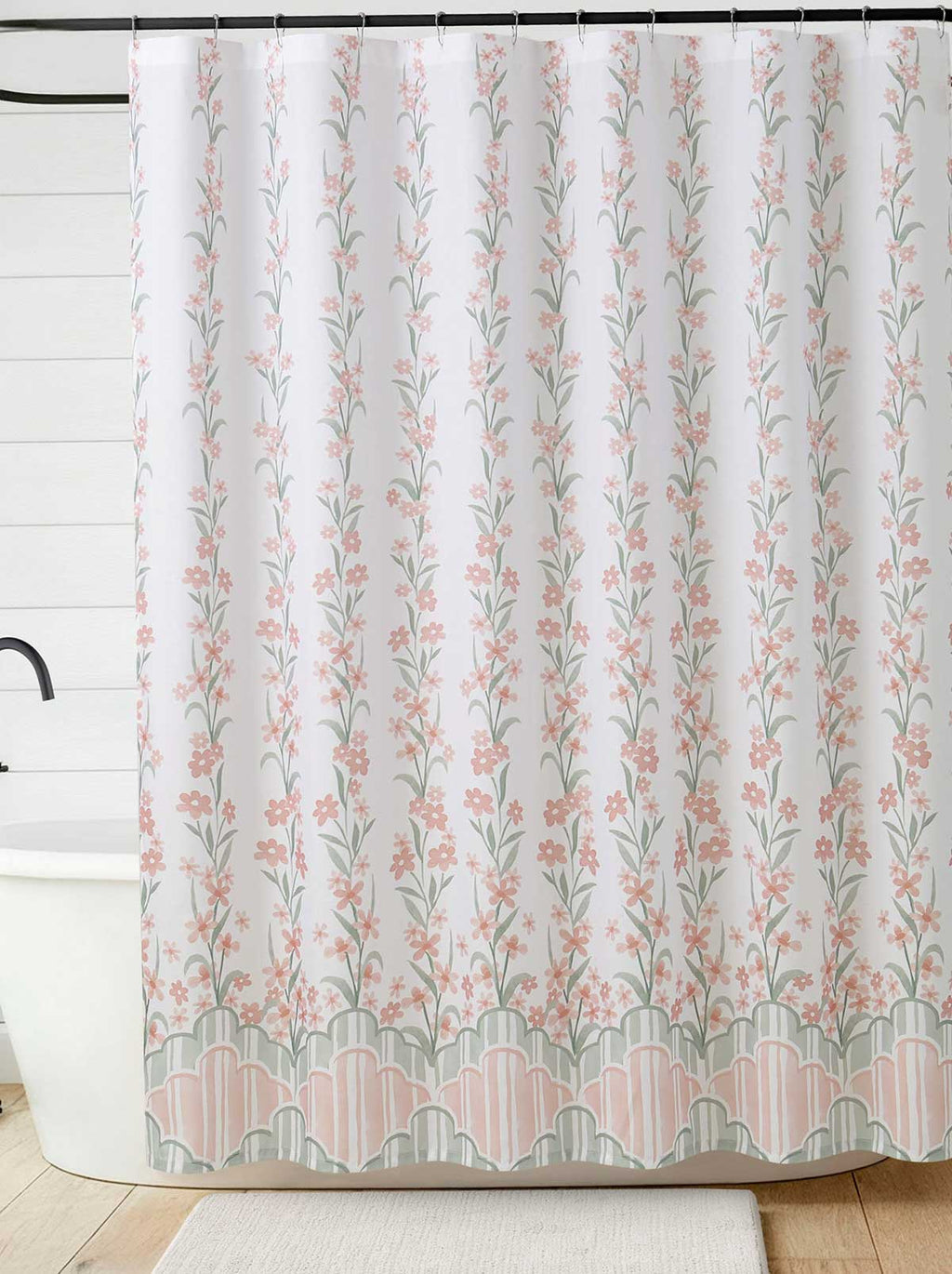Nori Floral Blush Shower Curtain Set