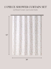 Daisy Squares Taupe Shower Curtain Set