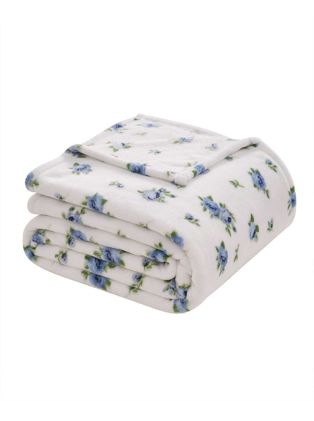 Cottage Rose Blue Plush Throw Blanket