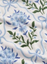 Plush Throw Blanket in Bow Floral Trellis Blue