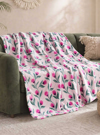 Tulip Stripe Pink Plush Throw Blanket