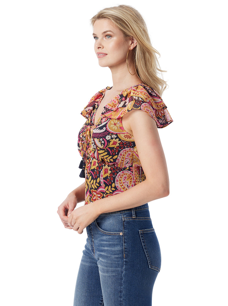 Dixie Cropped Blouse in Paisley World