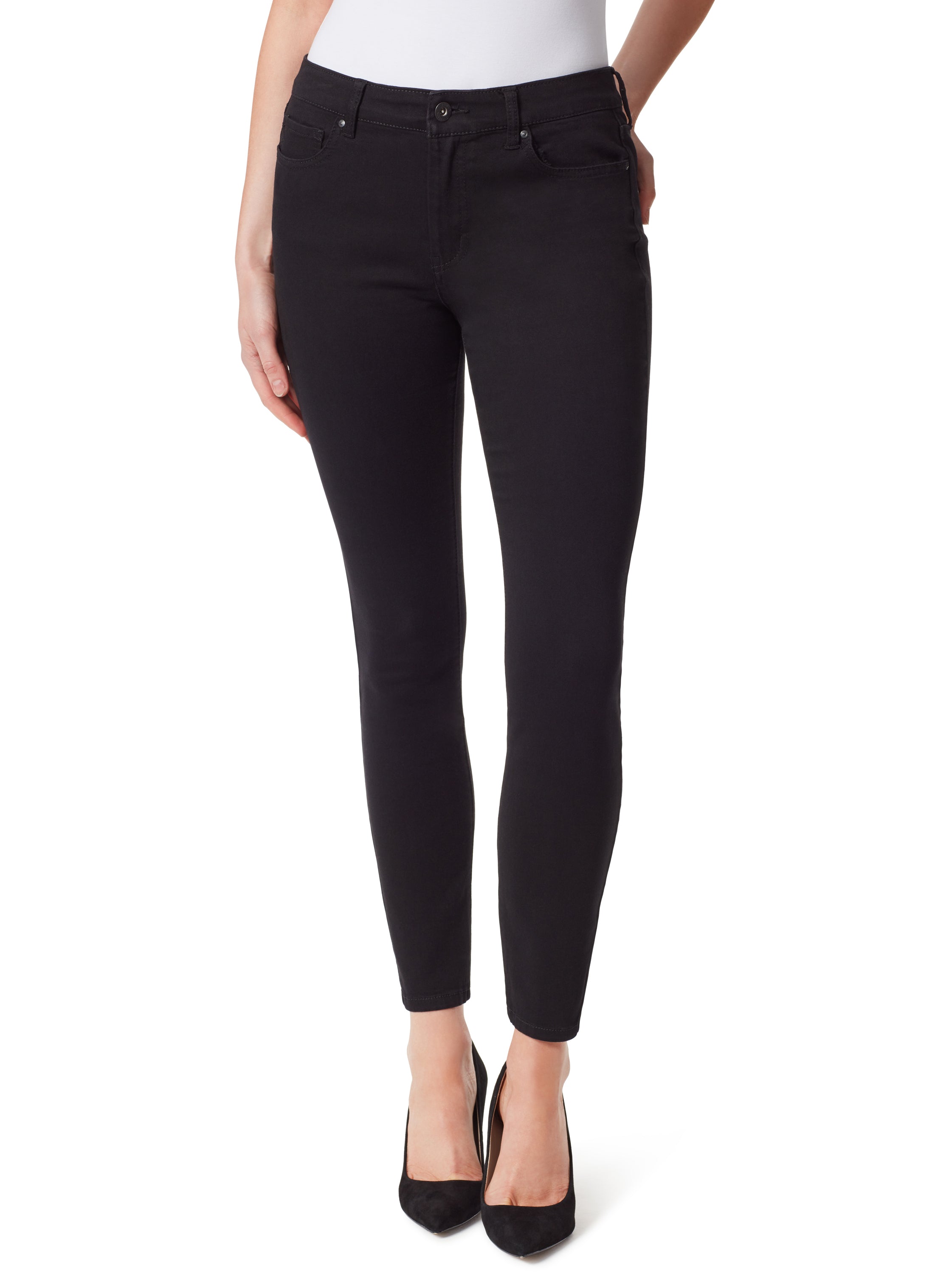 Adored High Rise Ankle Skinny Jeans in Black