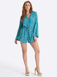 Aurelia Romper in Tile Blue Acrylic Ditsy