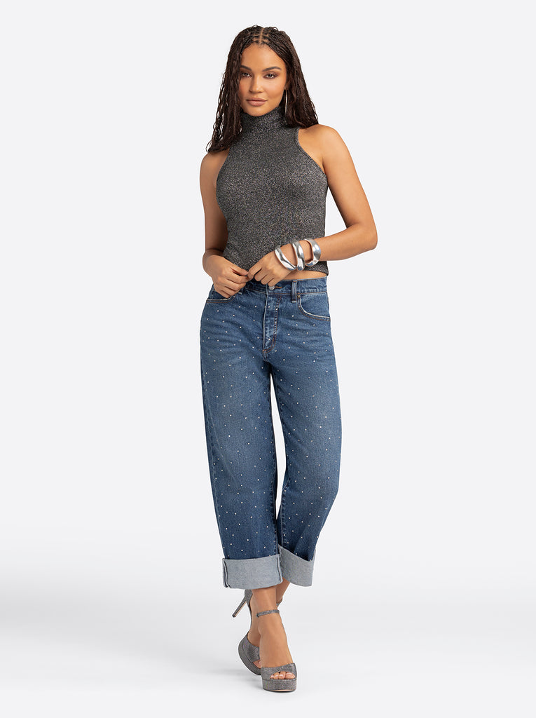 Jessica Simpson 2.0 Asha Shimmer Top in Black