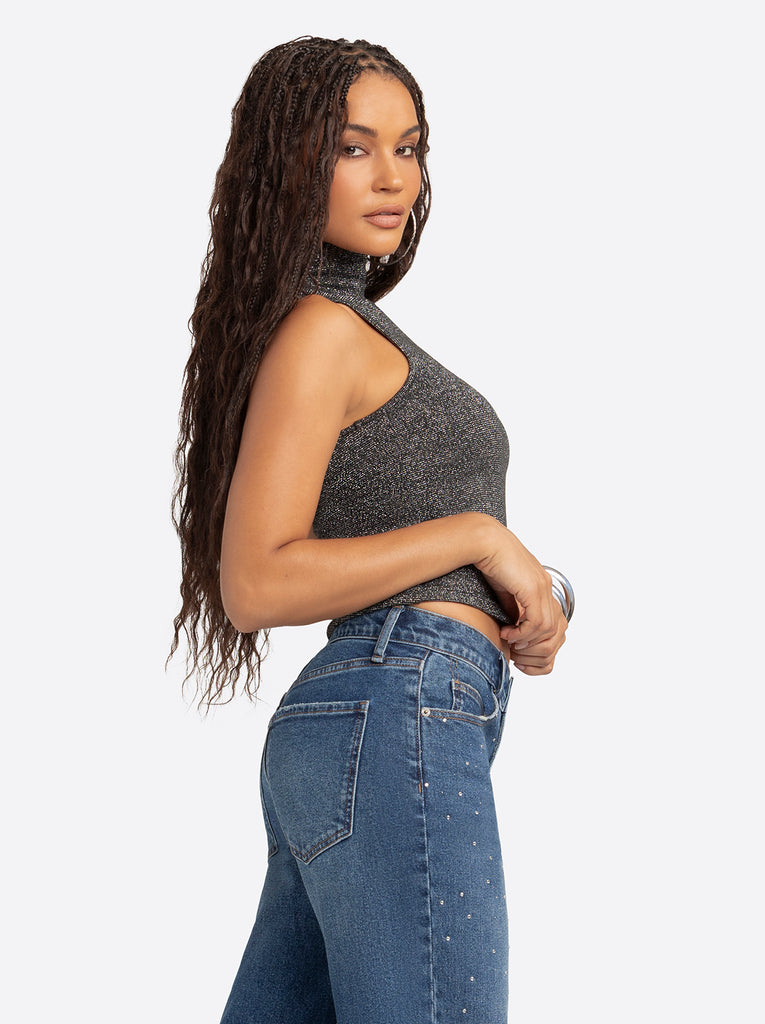 Jessica Simpson 2.0 Asha Shimmer Top in Black