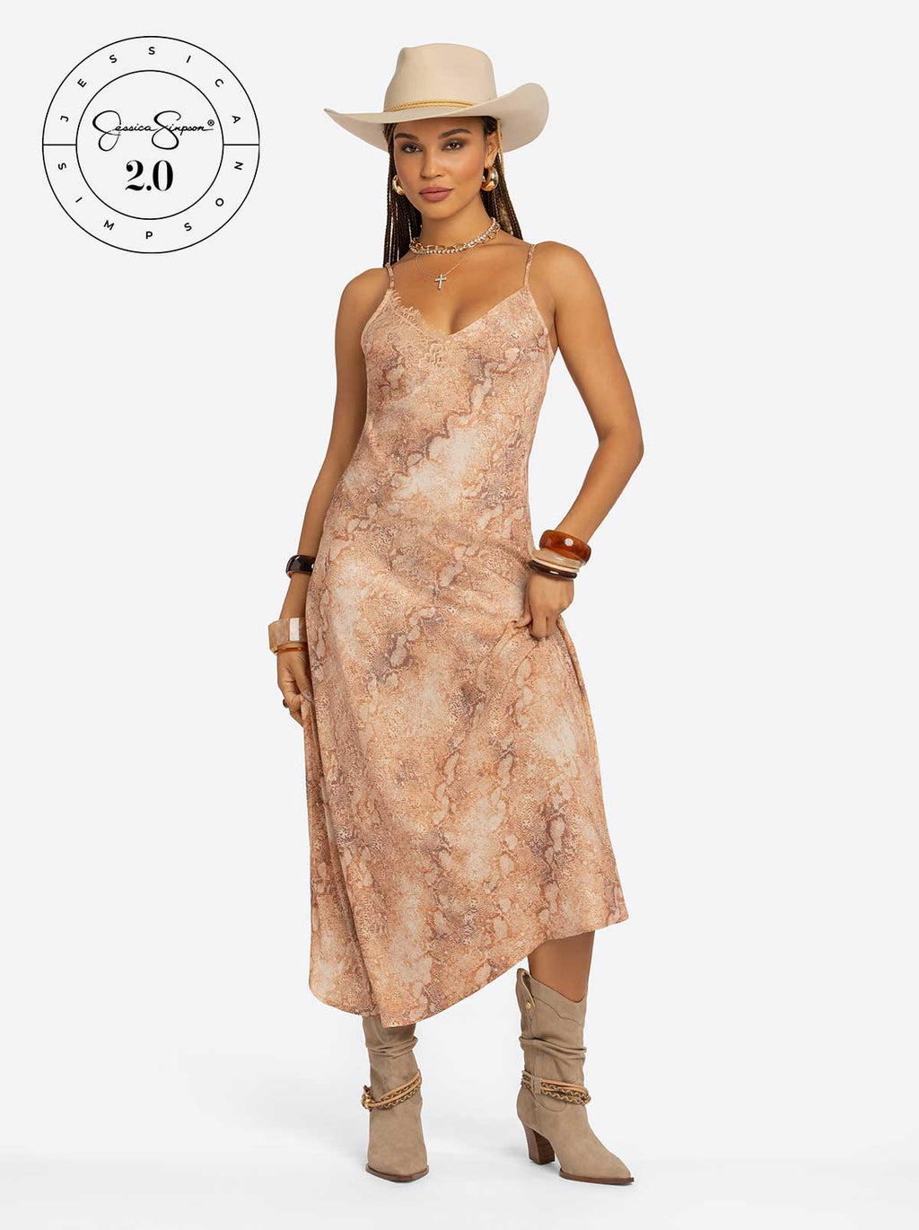 Jessica Simpson 2.0 Blanche Slip Dress in Snake