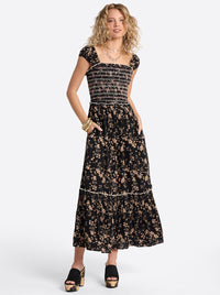 Clarice Maxi Dress in Obsidian Wispy Ditsies