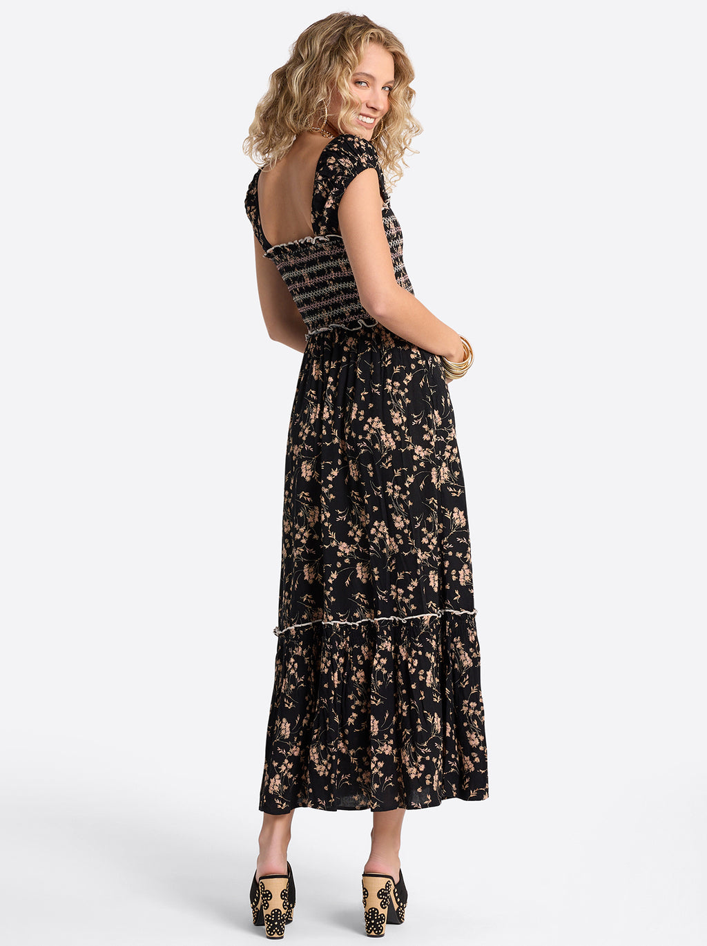 Clarice Maxi Dress in Obsidian Wispy Ditsies