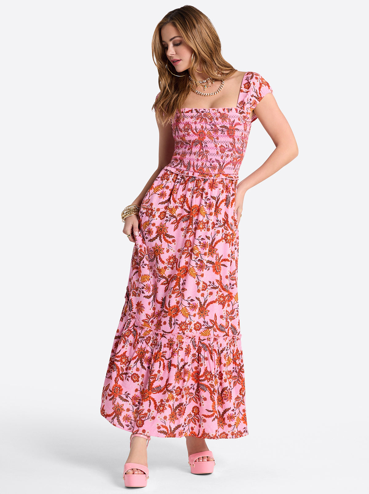Clarice Maxi Dress in Rosebloom Wild Jacobeans