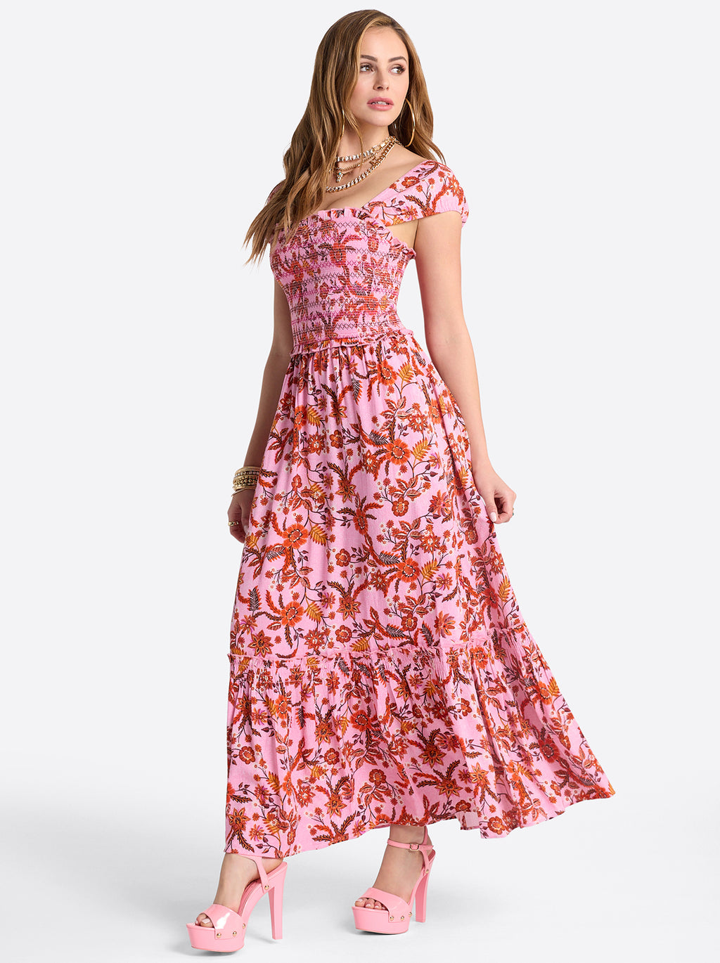 Clarice Maxi Dress in Rosebloom Wild Jacobeans