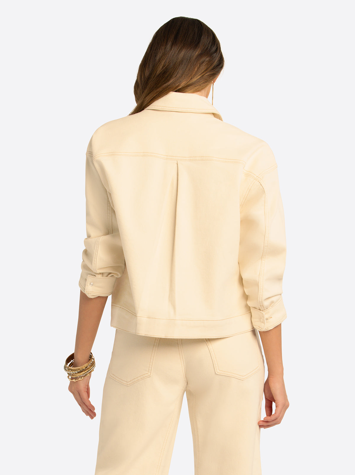 JS Jessica Simpson Pleat Back Denim Jacket in Undyed Natural