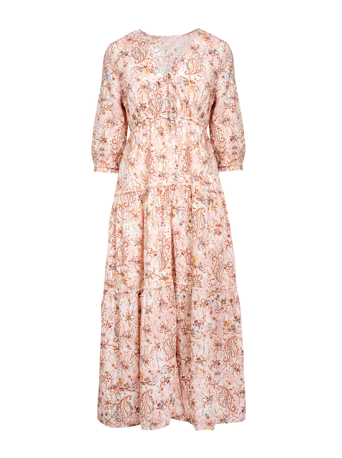 JS Jessica Simpson Sosa Tiered Dress in Shell-Calia Paisley - 1X JS Jessica Simpson Sosa Tiered Dress in Shell-Calia Paisley - 1X