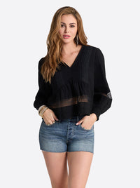 Elsie Babydoll Blouse in Black