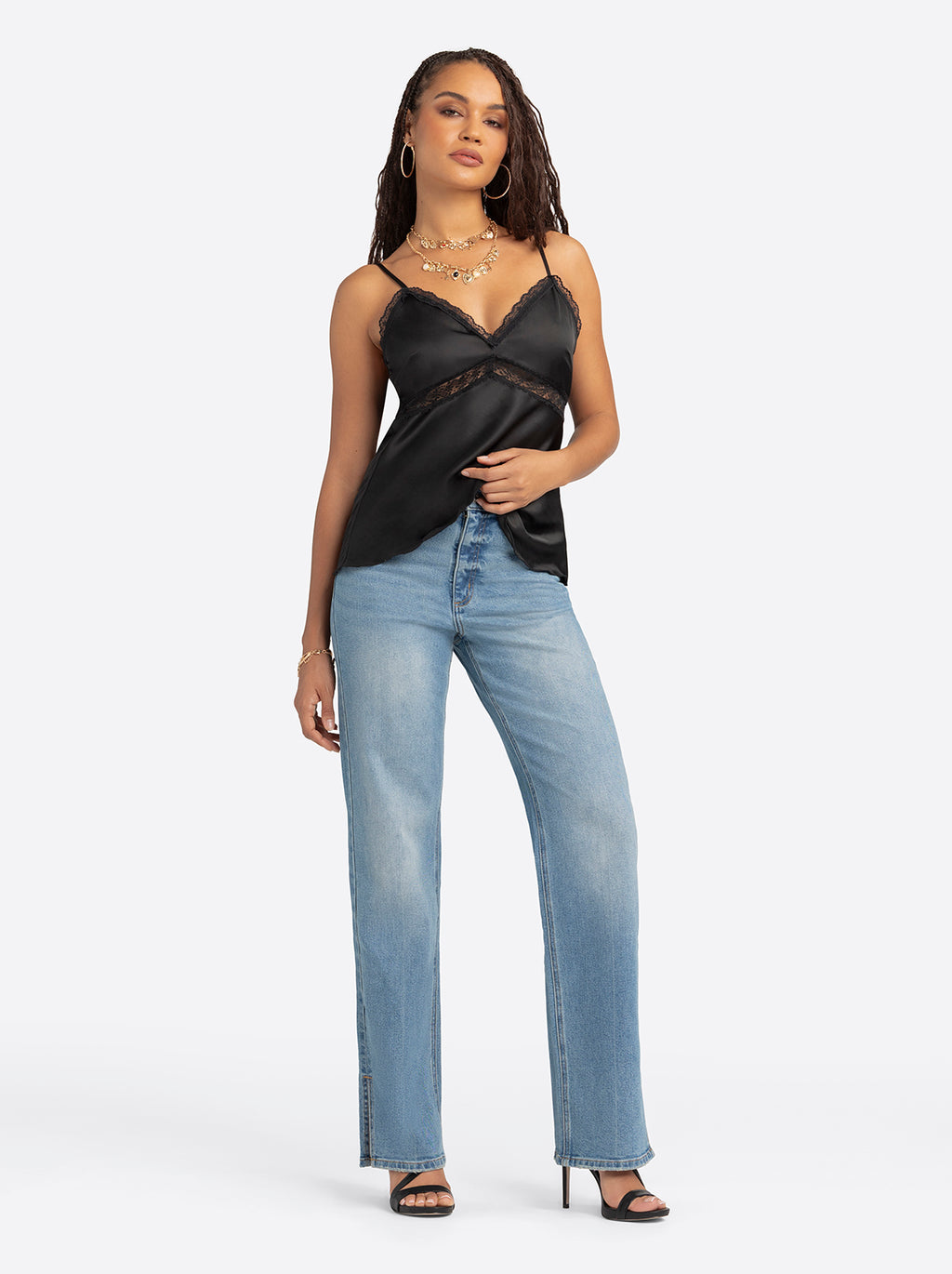 Jessica Simpson 2.0 Emmy Lace Trim Cami in Black