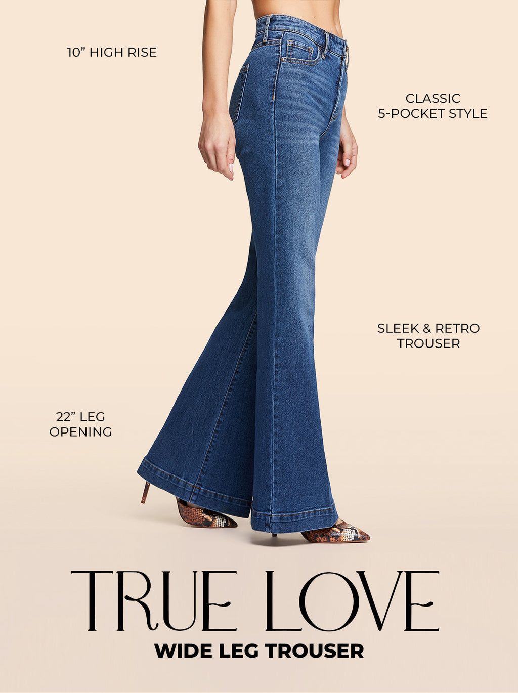 True Love Wide Leg Trouser Jeans in Sia