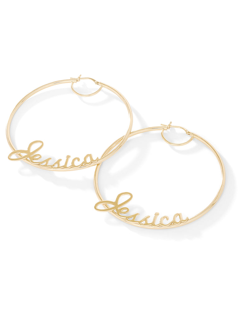 Personalized Hoop Earrings in 18K Gold