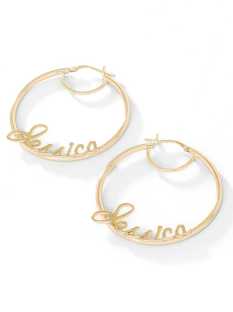 Personalized Hoop Earrings in 18K Gold