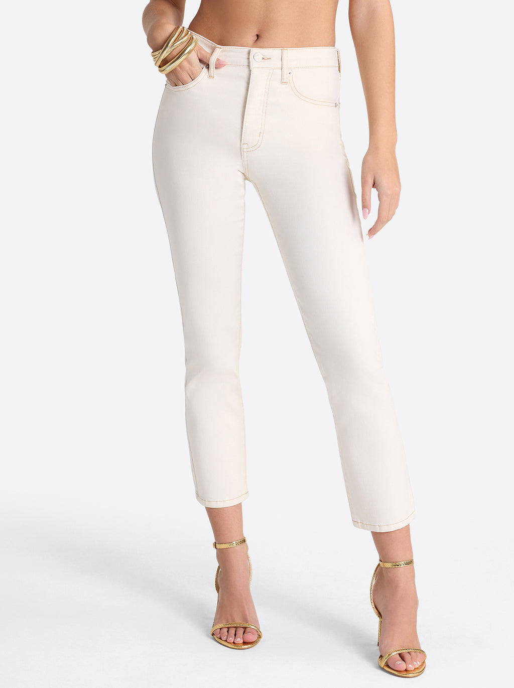 Harmony Straight High Rise Jeans in Ecru
