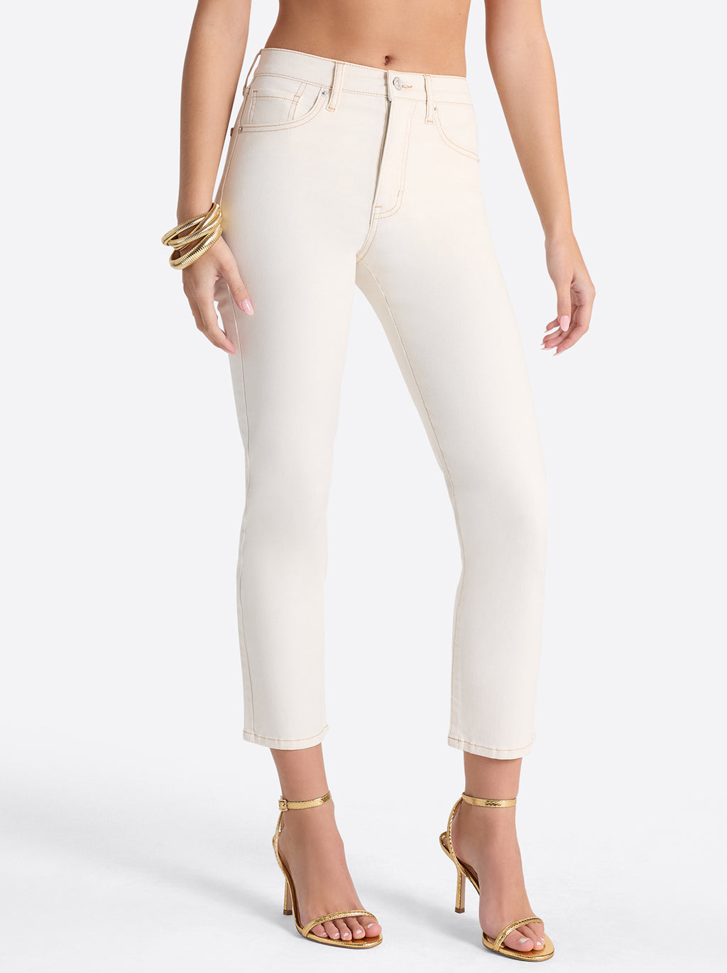 Harmony Straight High Rise Jeans in Ecru