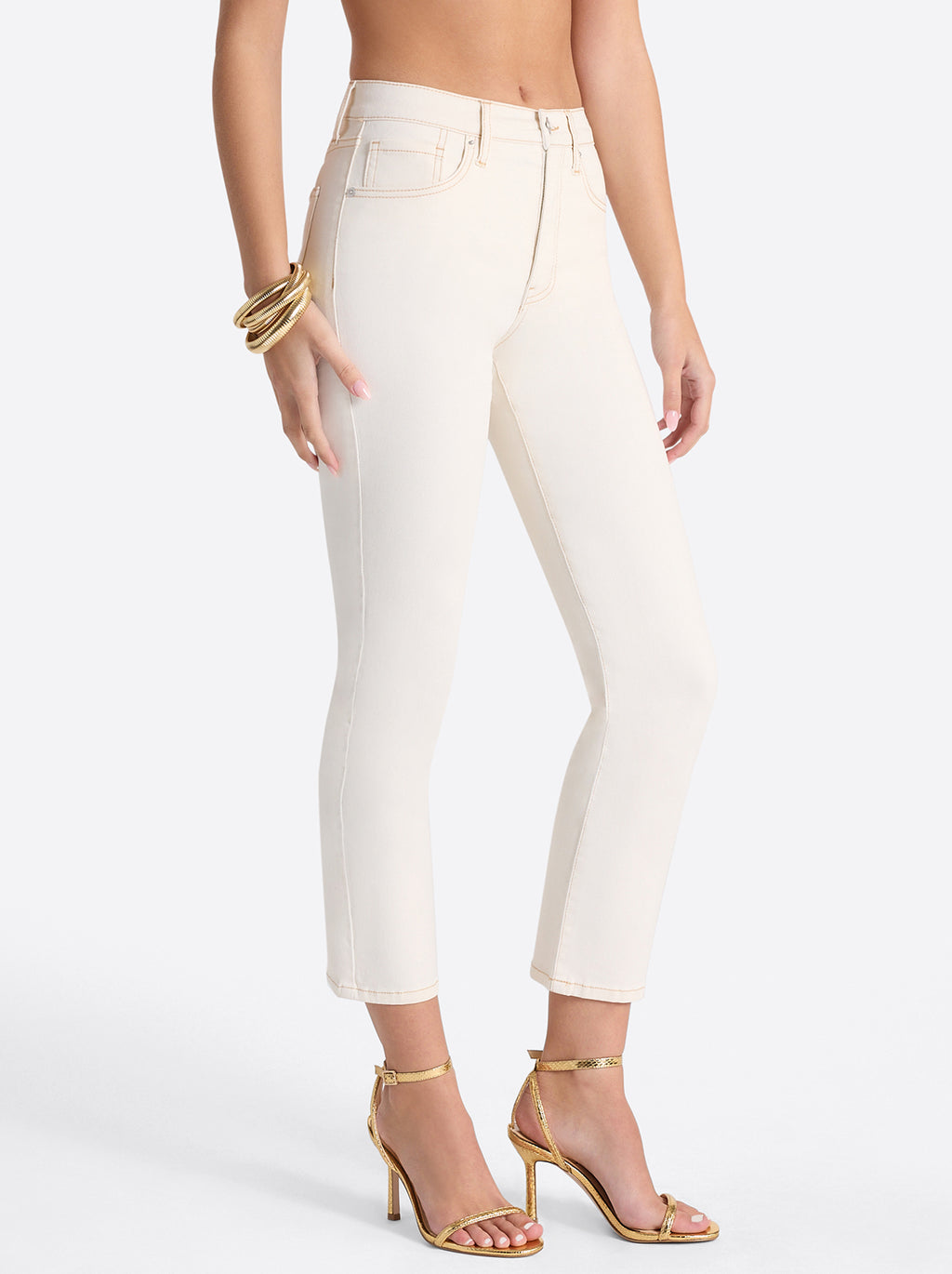 Harmony Straight High Rise Jeans in Ecru