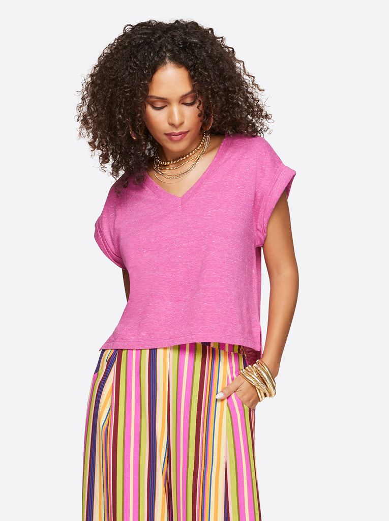 Hester Crop Tee in Rose Violet