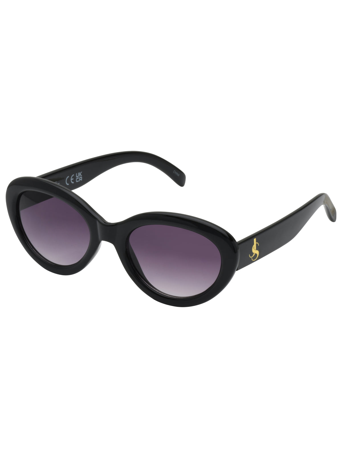Round Cat Eye Sunglasses in Black