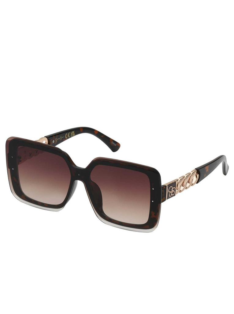 Glamorous Square Shield Sunglasses in Tortoise