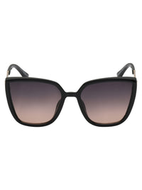 Cat Eye Sunglasses with Metal Temple in Black