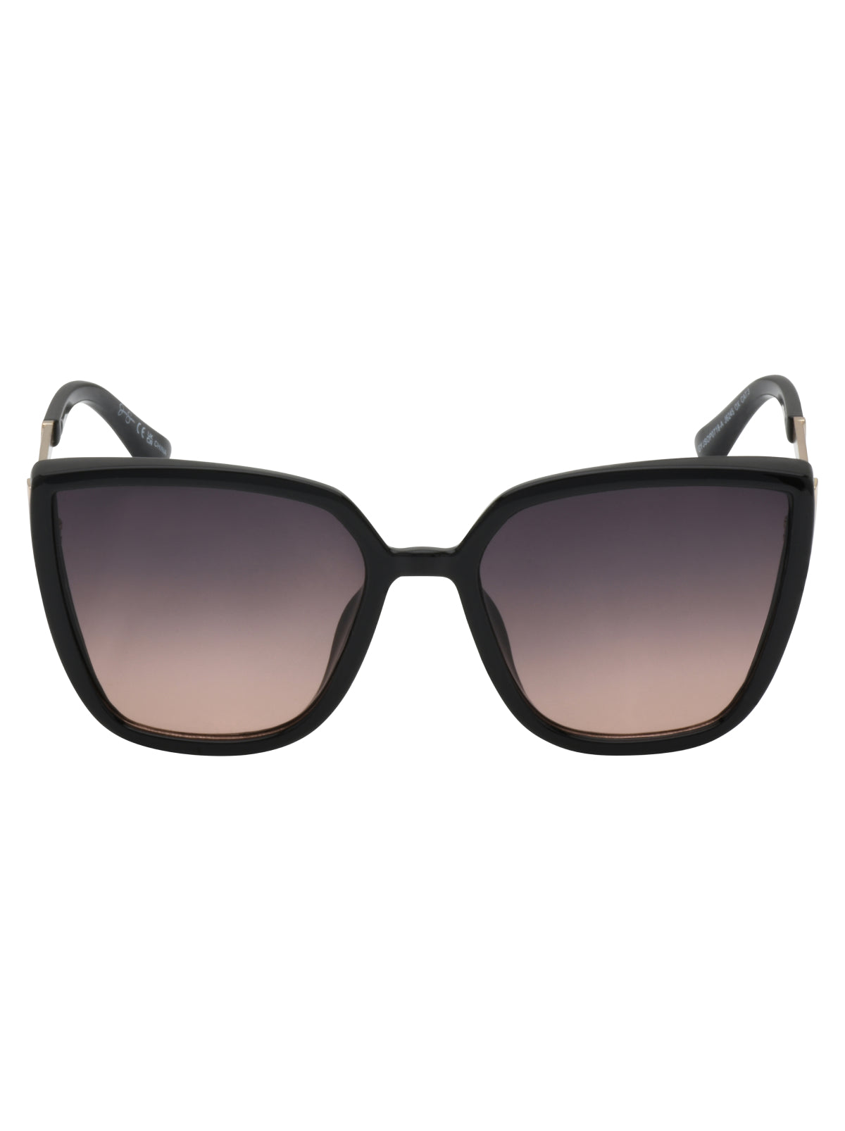 Cat Eye Sunglasses with Metal Temple in Black