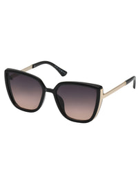 Cat Eye Sunglasses with Metal Temple in Black