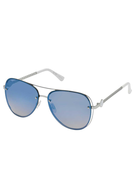 Chic Aviator Pilot Sunglasses in Silver & White – Jessica  display picture 1