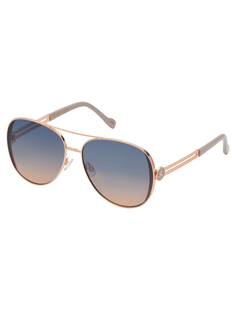 Stylish Metal Aviator Sunglasses in Rose Gold & Cream