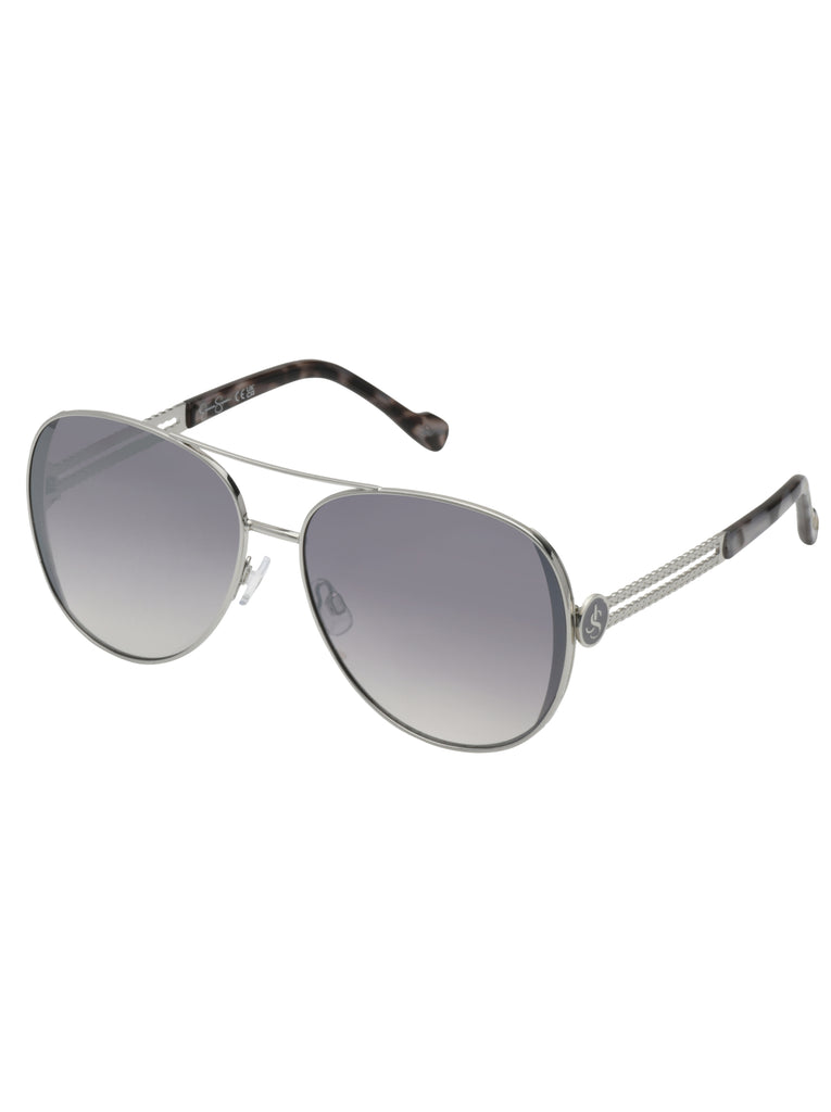 Stylish Metal Aviator Sunglasses in Silver & Tortoise