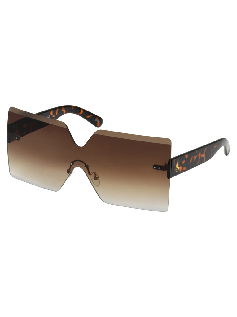Frameless Shield Sunglasses in Tortoise