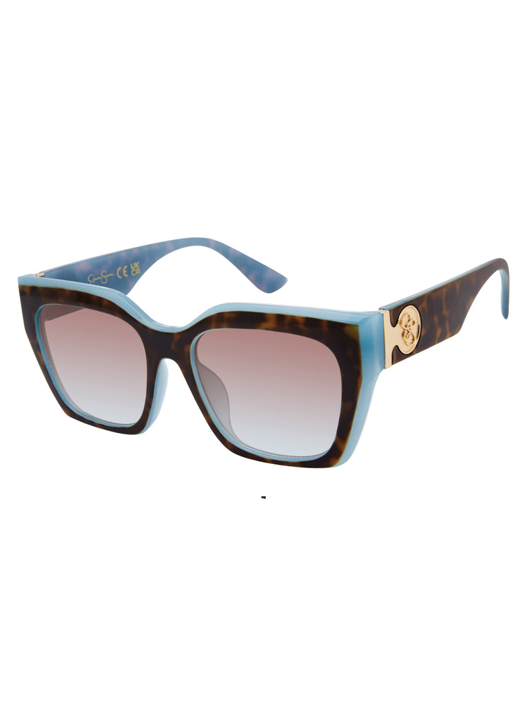 Retro Two Tone Cat Eye Sunglasses in Tortoise & Blue
