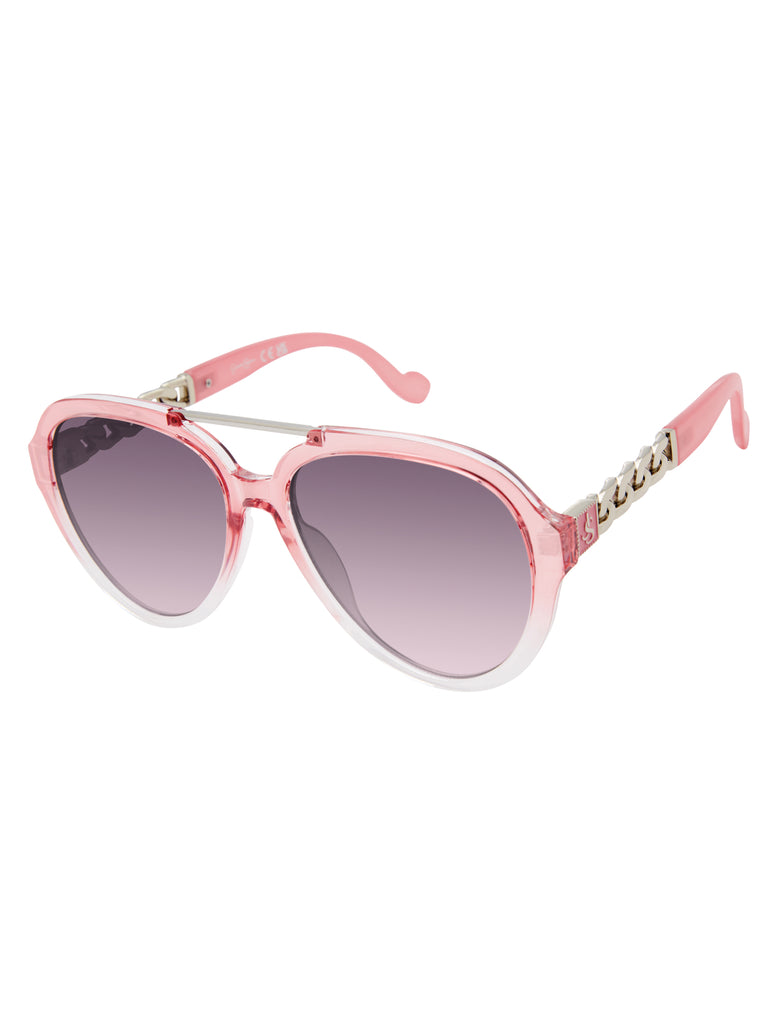 Modern Aviator Sunglasses in Cream to Pink Fade