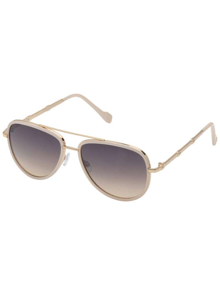 Modern Metal Aviator Sunglasses in Gold & Cream