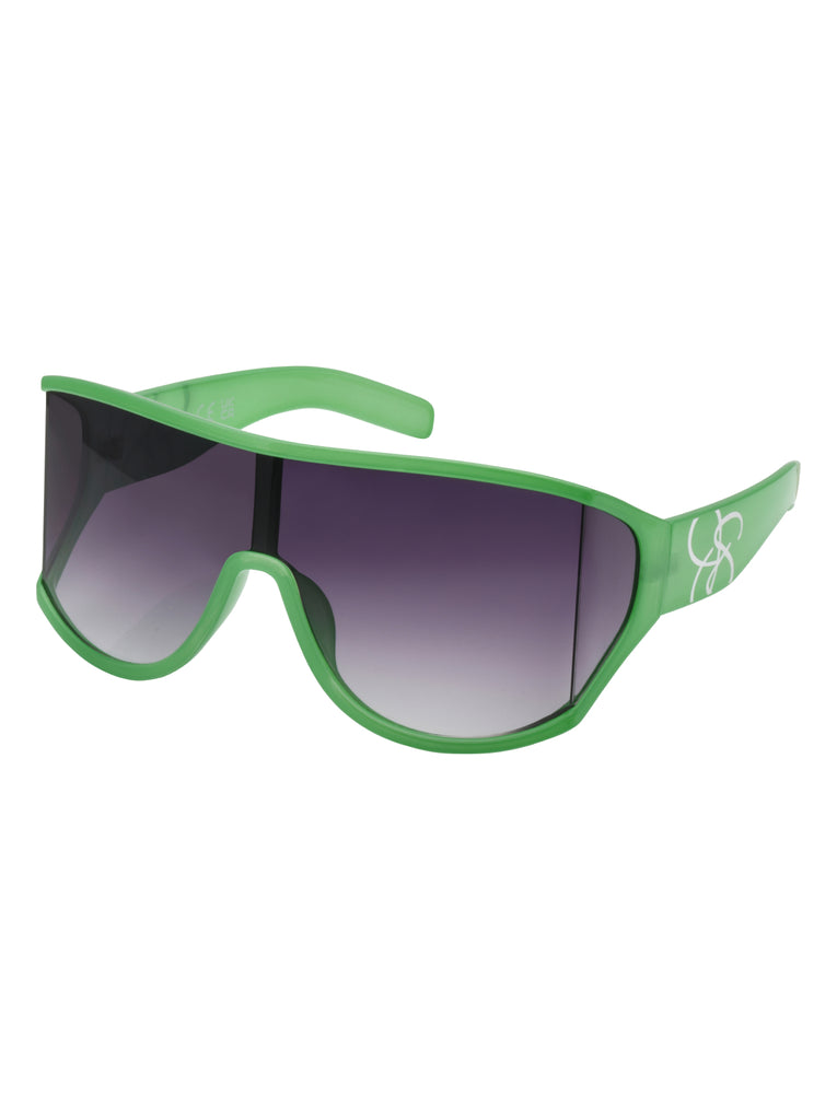Oversized Square Wrap Shield Sunglasses in Green
