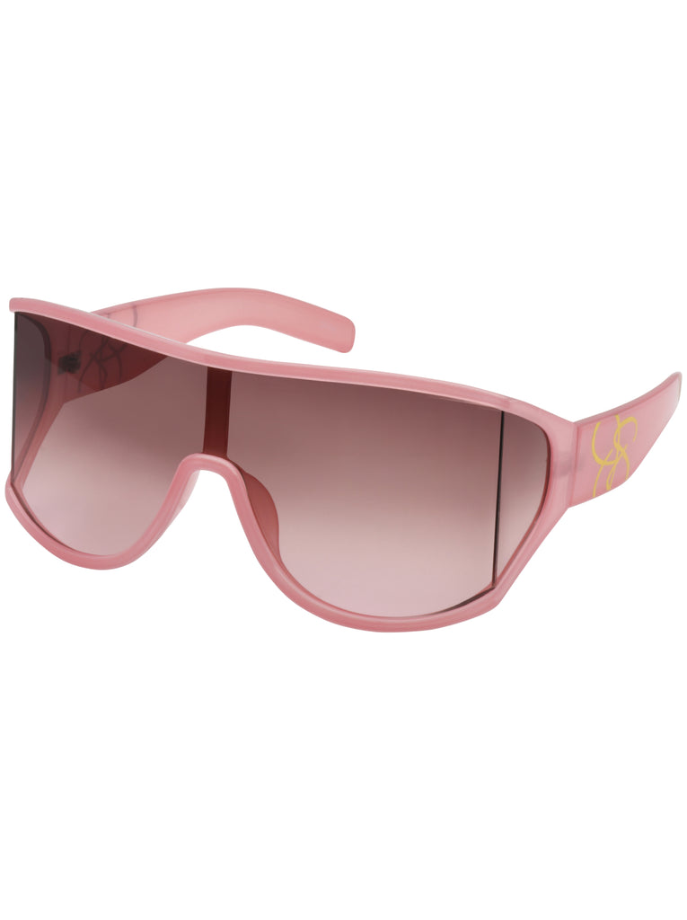 Oversized Square Wrap Shield Sunglasses in Rose Pink